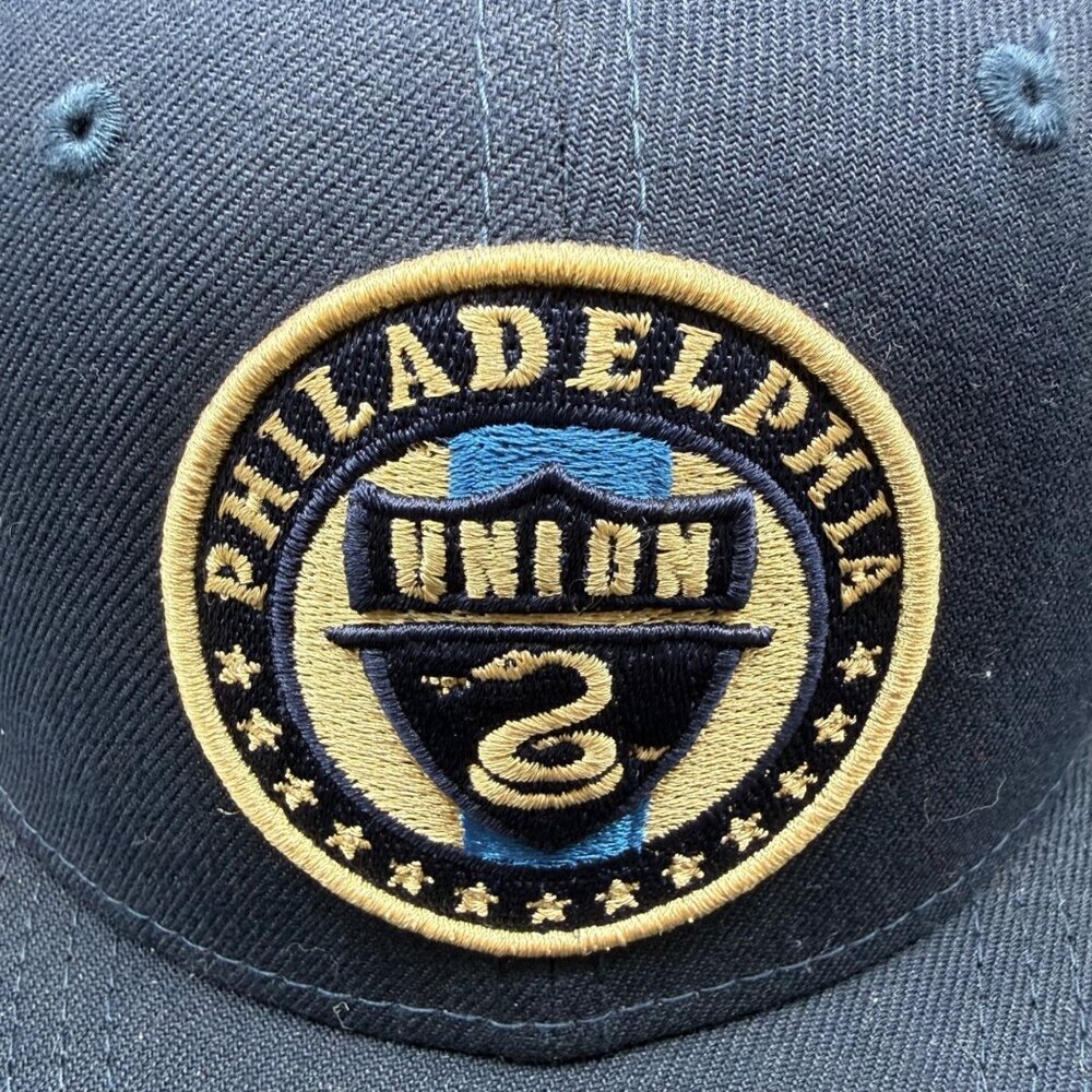 New Era Philadelphia Union Soccer Hat Cap Fitted 7 1/4 MLS 59 Fifty Blue - Picture 2 of 16